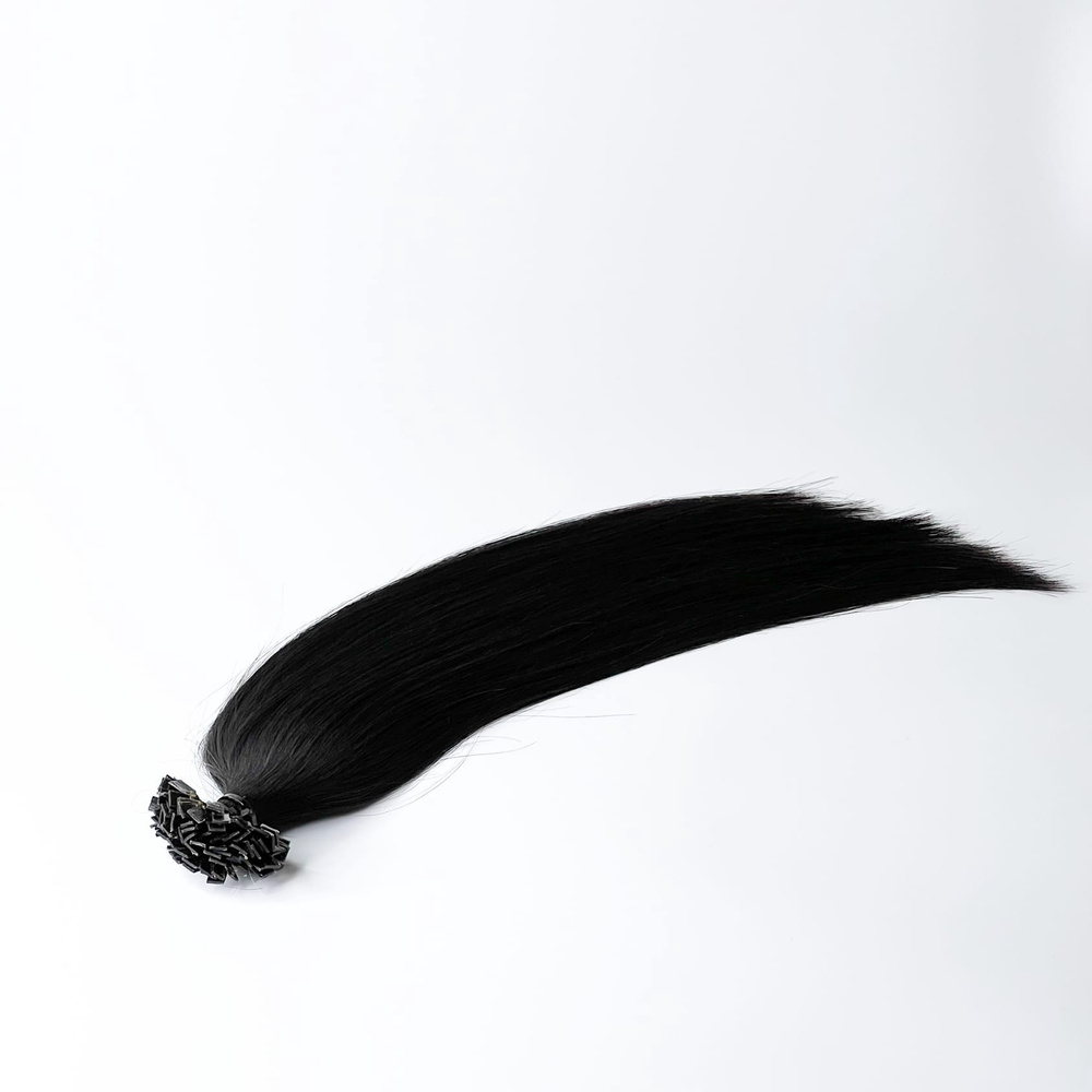 Европейские волосы на капсулах тон 1б натуральный черный 60 см  #1