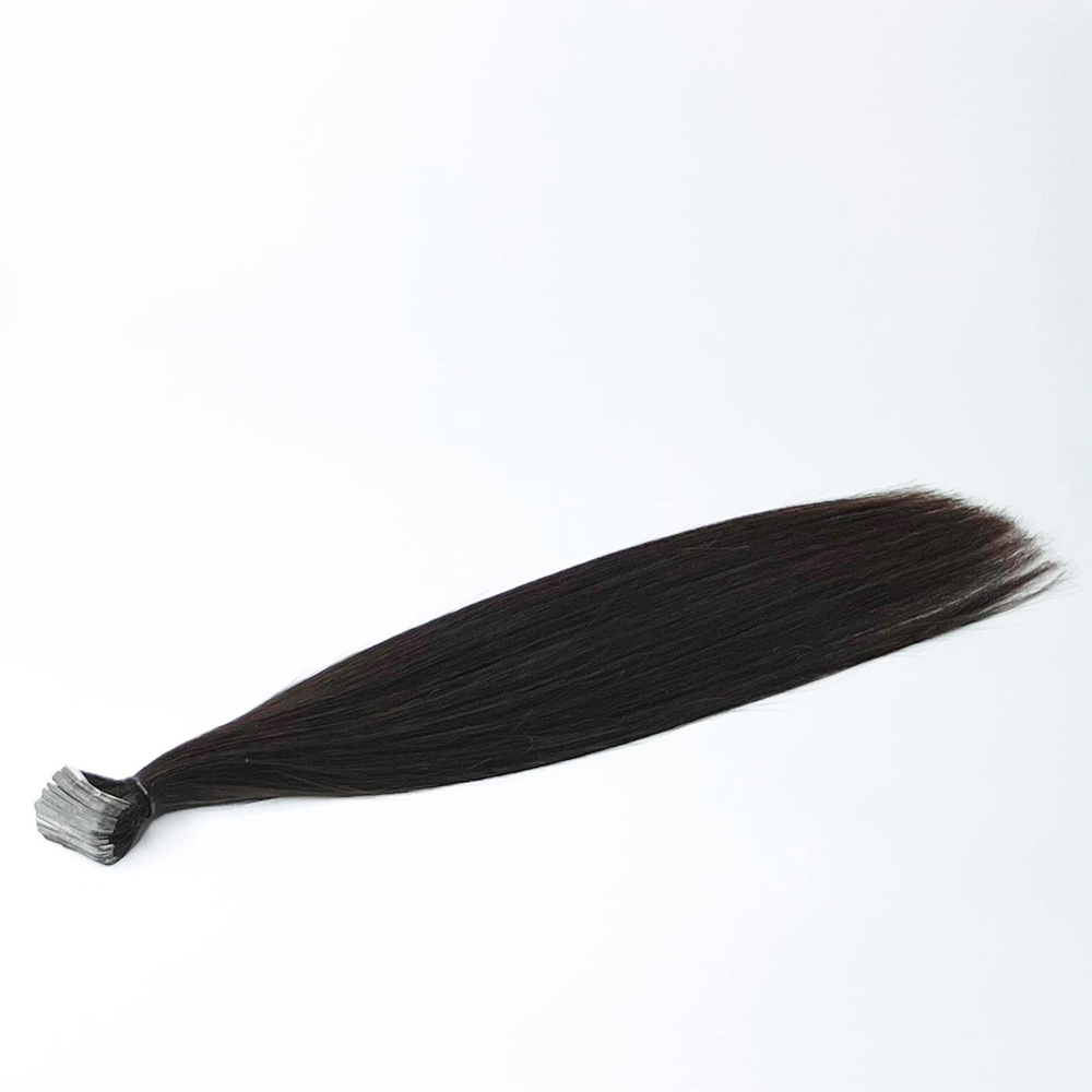 Европейские волосы для ленточного наращивания тон 1с черно-коричневый 40 см  #1