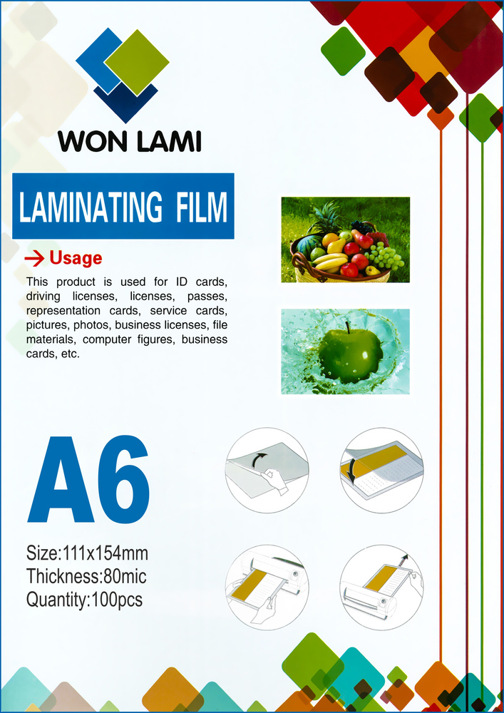Пленка для ламинирования глянцевая WF, 80 мкм, 111х154 мм, 100шт  #1