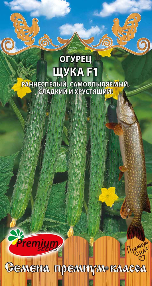 Огурец длинноплодный партенокарпический ЩУКА (Семена ПРЕМИУМ СИДС, 5 шт. семян в упаковке)  #1