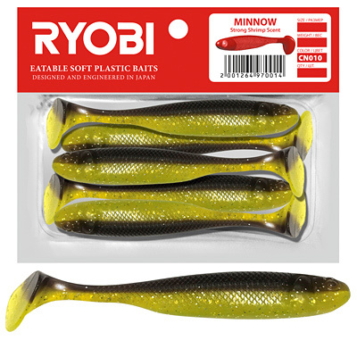 Мягкая силиконовая приманка риппер Ryobi MINNOW (93mm), CN010 (frog eggs), ( упк. 5 шт.)  #1