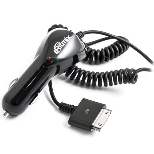 Автомобильное зарядное устройство Ritmix RM-116 USB-порт 2.1 А + App 30 контактов на кабеле - чёрный #1
