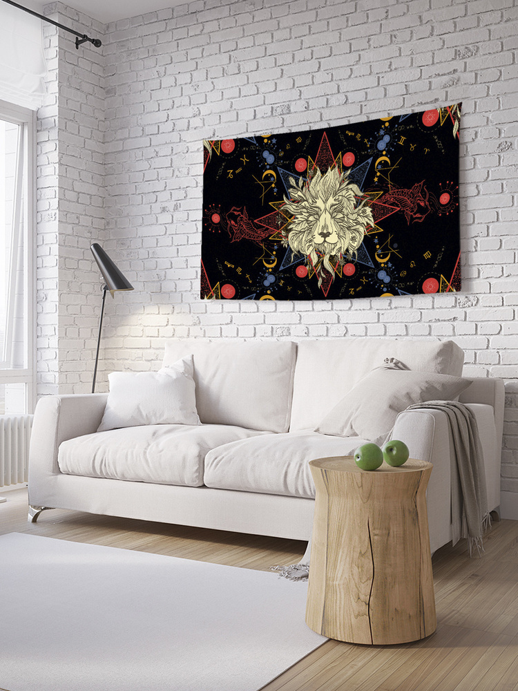 Горизонтальное фотопанно на стену JoyArty "Огненный лев", из ткани, 100х150 см  #1