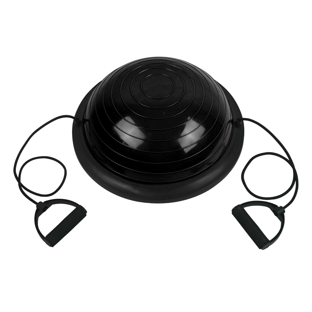 Полусфера гимнастическая BOSU CLIFF 45*20см, черная, с эспандерами, с насосом/Мяч Босу  #1