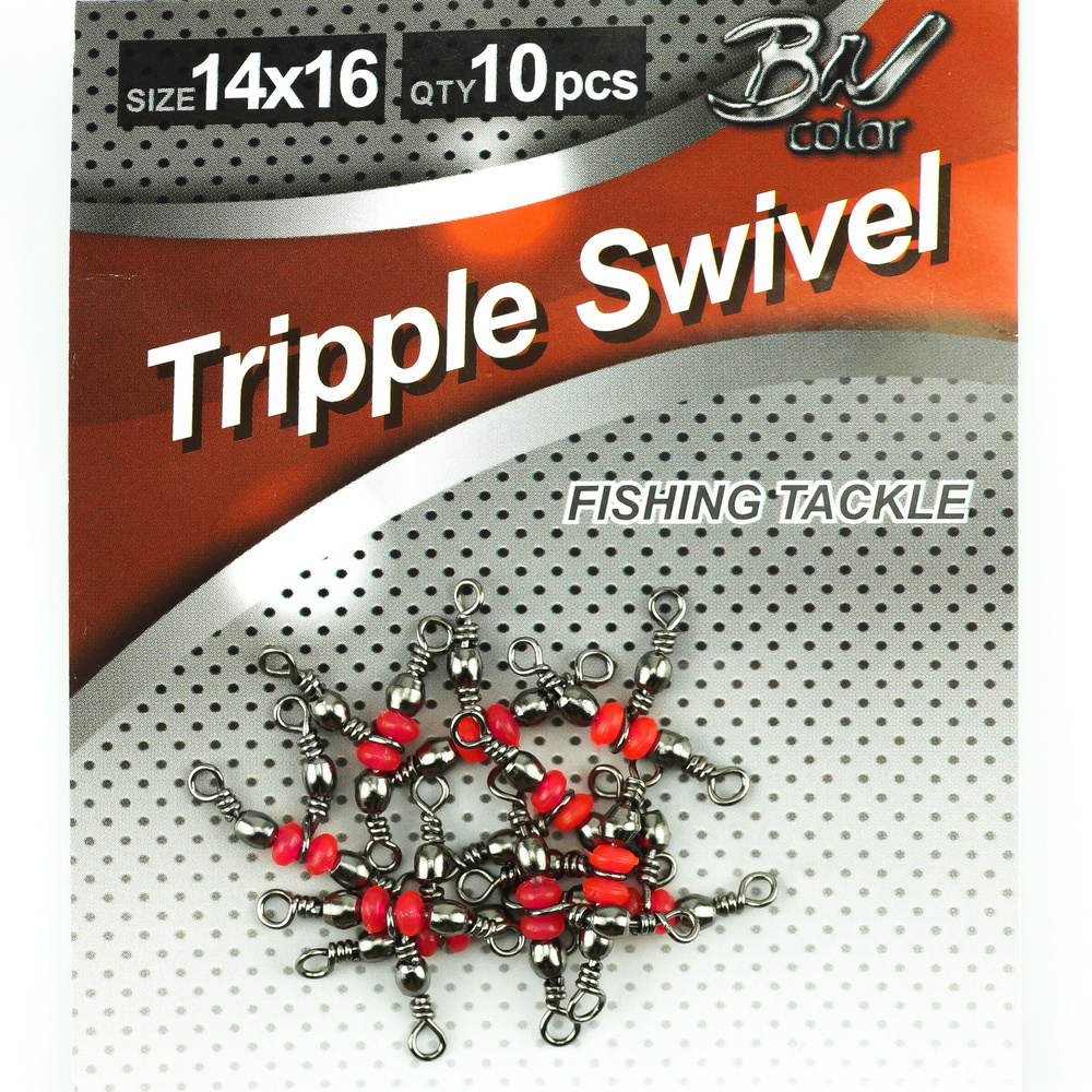 Вертлюги для рыбалки тройные Namazu TRIPPLE SWIVEL, латунь, цв. BN, №14 х 16, (тест 8 кг) 10 шт. упак. #1