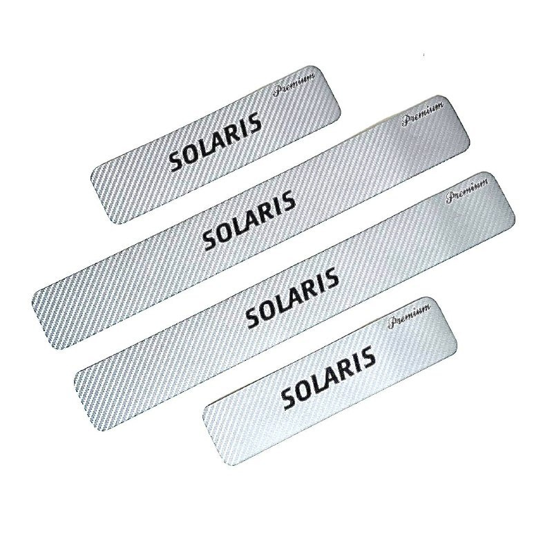 Защитные наклейки на пороги / защитные накладки на пороги HYUNDAY SOLARIS 2014 г.в. (серый цвет)  #1