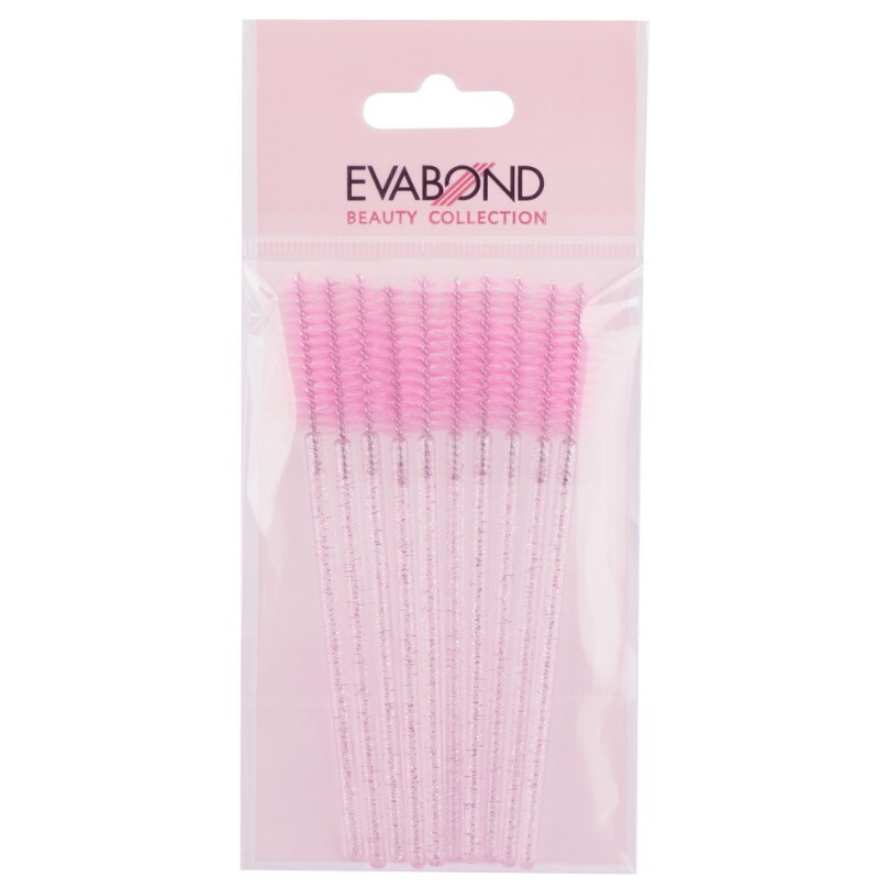 EVABOND Щеточка для бровей и ресниц винтовая, розовая с блестками, в упаковке, 50шт.  #1