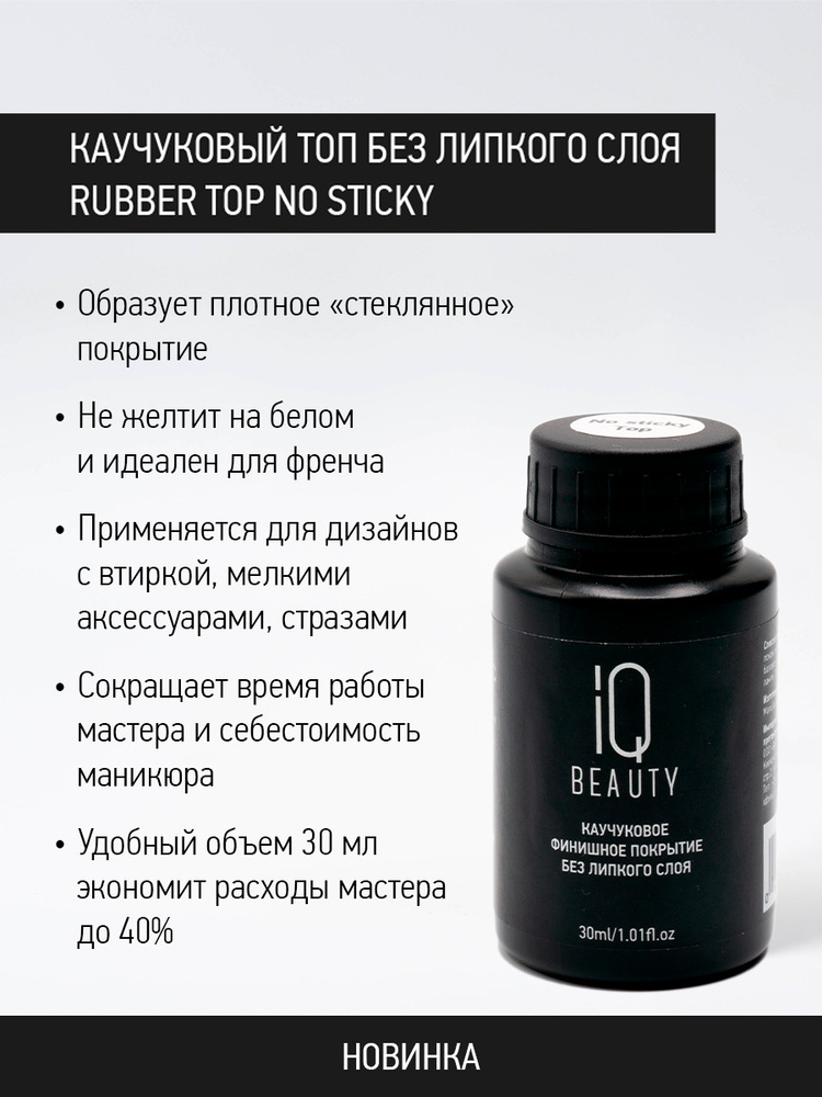 IQ BEAUTY, Каучуковое финишное покрытие без липкого слоя с кальцием, 30 мл  #1