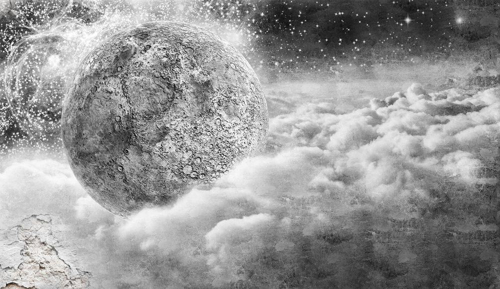 Фотообои GrandPik 41406, 420х240 см(ШхВ) "Космос. Луна в облаках" #1