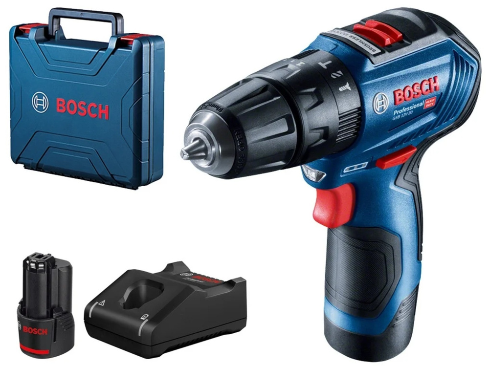 Дрель-шуруповерт Bosch GSB 12V-30 аккум. патрон:быстрозажимной (кейс в комплекте) (06019G9100)  #1