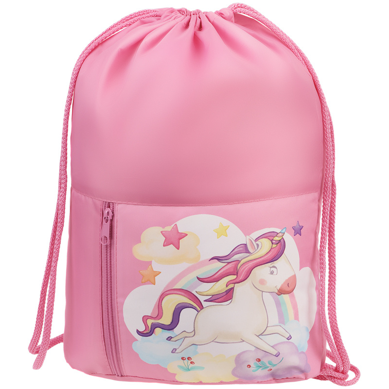Мешок для обуви 1 отделение Мульти-Пульти Unicorn, 340*420мм, карман на молнии, розовый (МО_45945)  #1
