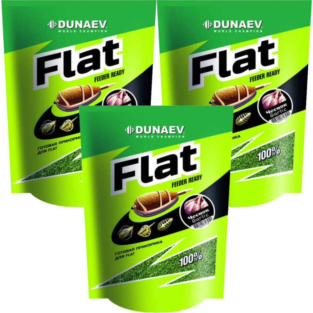 Прикормка Dunaev FLAT Feeder Ready Чеснок (3 упаковки/ 3 кг) #1