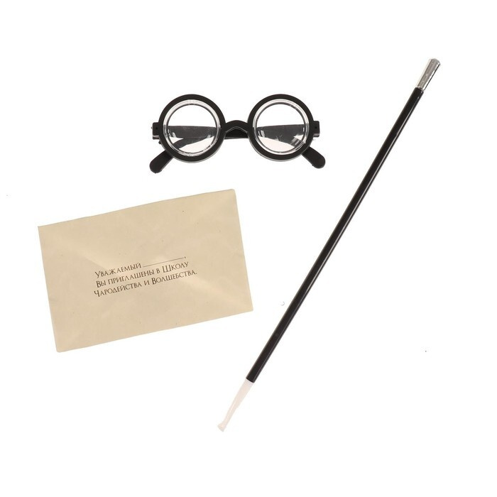 Карнавальный набор Волшебник Гарри очки, палочка, письмо  #1