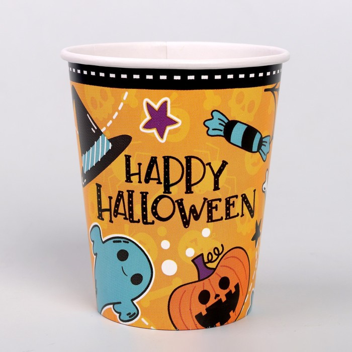 Стакан бумажный одноразовый "Хэллоуин" Happy Halloween, 250 мл, набор 6 шт  #1
