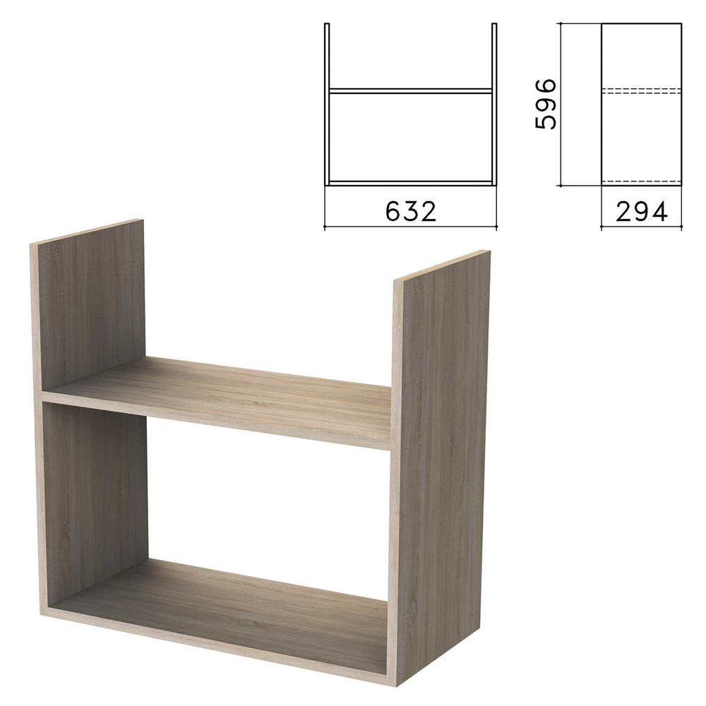 Полка навесная настенная "Бюджет", 632х294х596 мм, дуб сонома, 402668-091, 1ед. в комплекте  #1