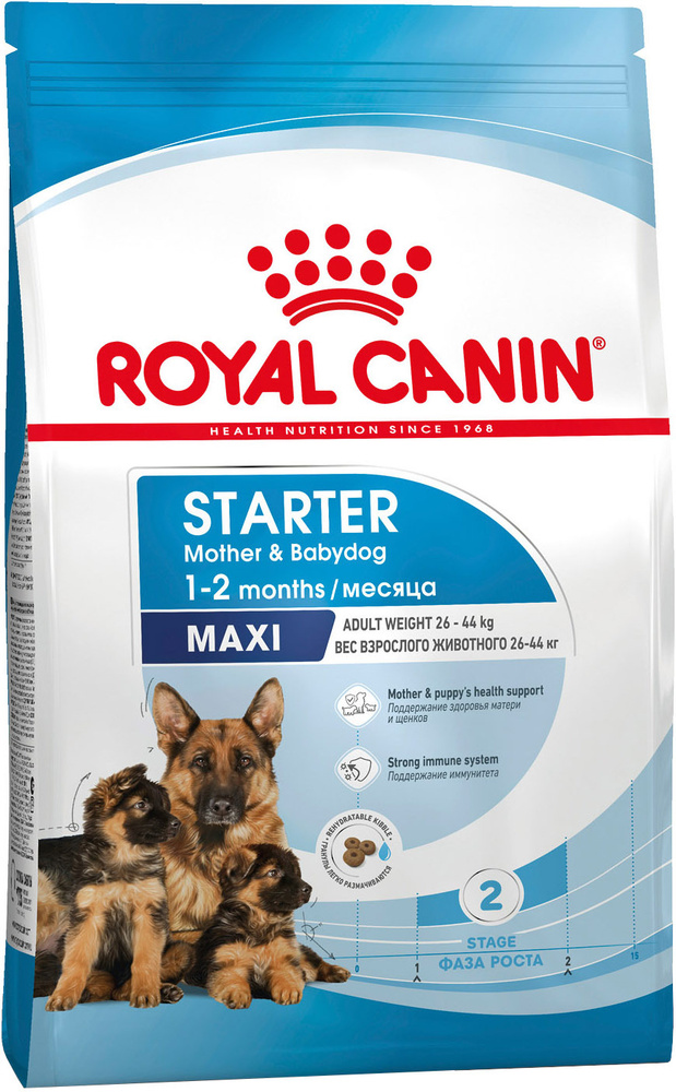 Корм Royal Canin Maxi Starter для щенков крупных пород до 2 мес., беременных и кормящих сук, 4 кг  #1