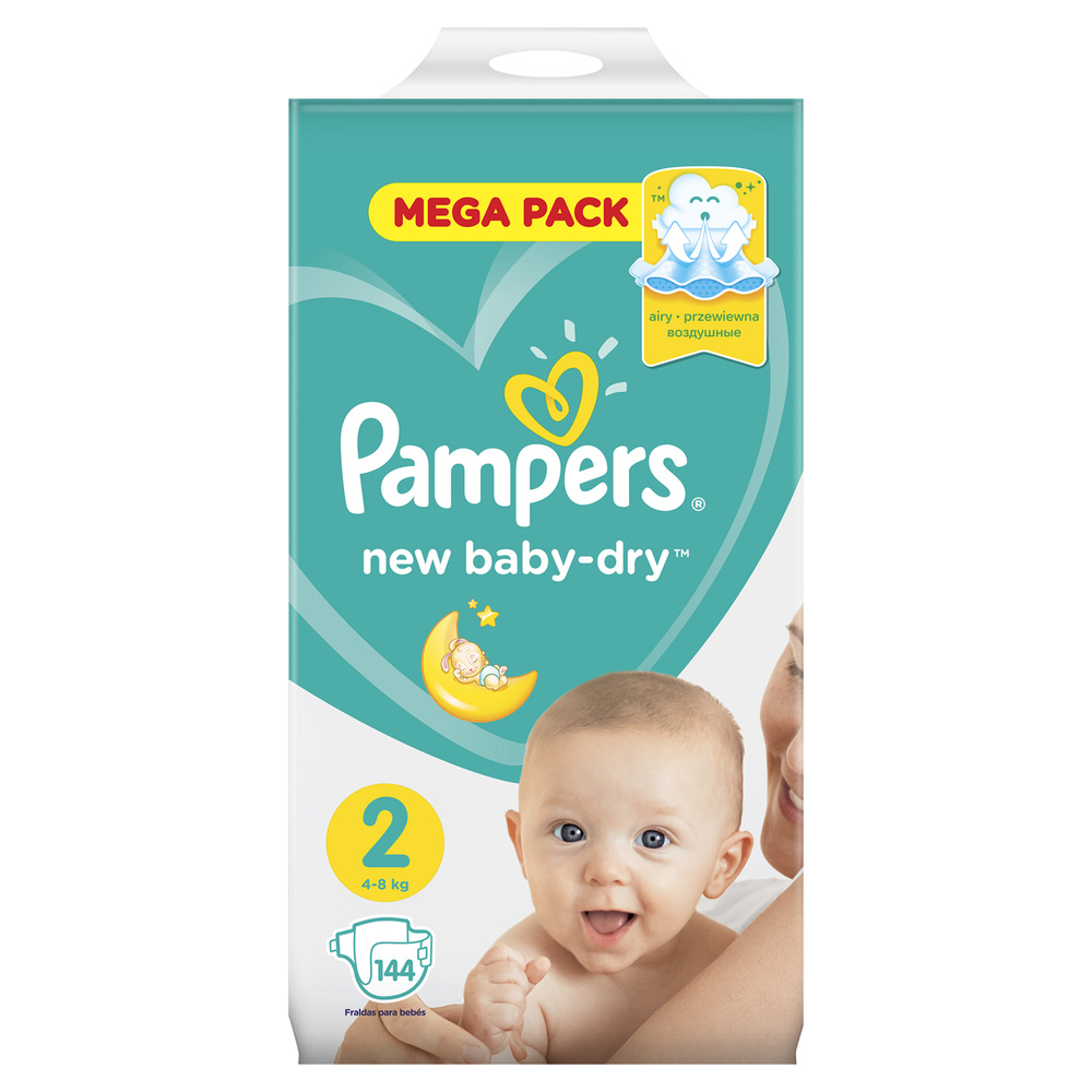 Подгузники Pampers New Baby-Dry для новорожденных 4-8 кг, 2 размер, 144 шт  #1