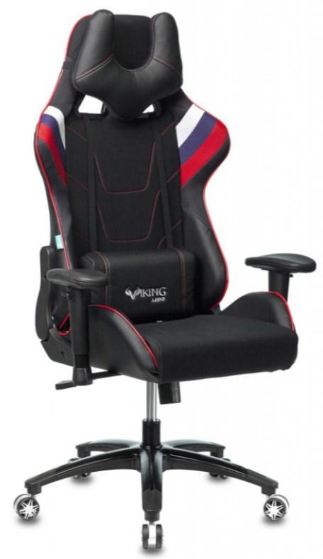 Кресло игровое Бюрократ VIKING 4 AERO RUS две подушки белый/синий/красный черный искусст.кожа/ткань  #1