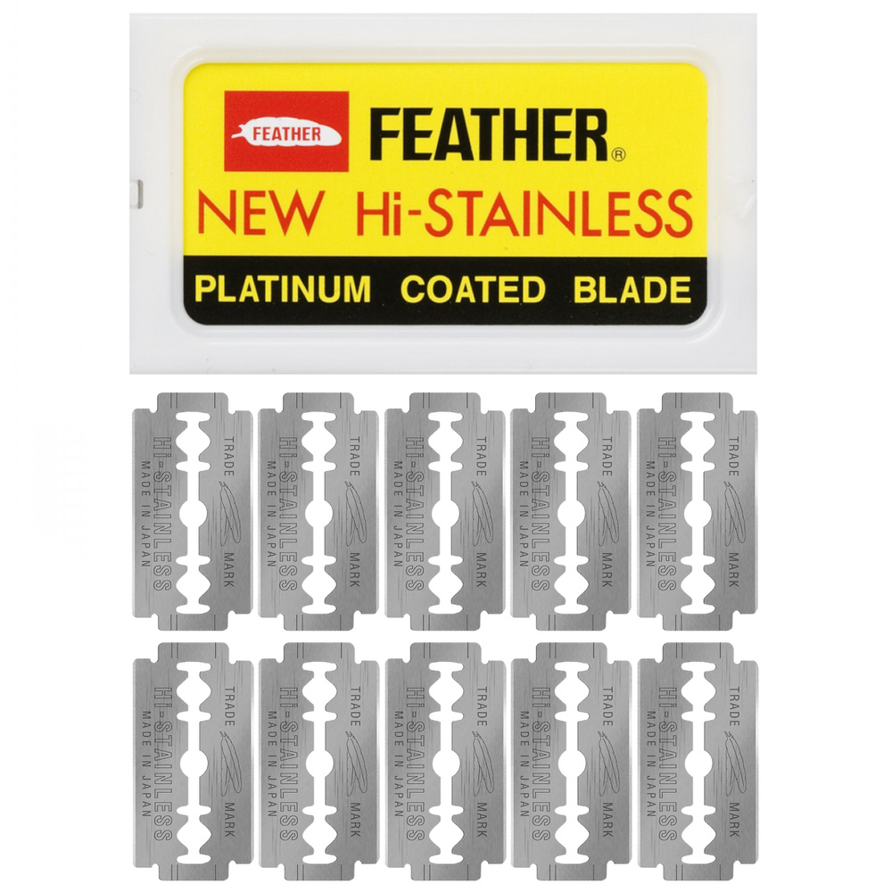 Feather New Hi-Stainless Лезвия для Т-образного станка, 10 лезвий #1