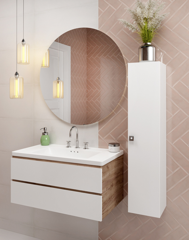 REGENT style Шкаф навесной для ванной, ПШТВиола1д/бел/правый, 20х19х91.4 см, Правый  #1