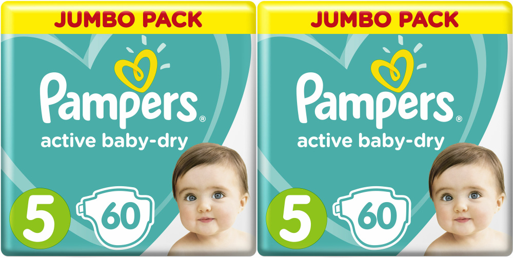 Подгузники Pampers Active Baby-Dry 5 (11-16 кг) 60 шт, комплект: 2 упаковки  #1