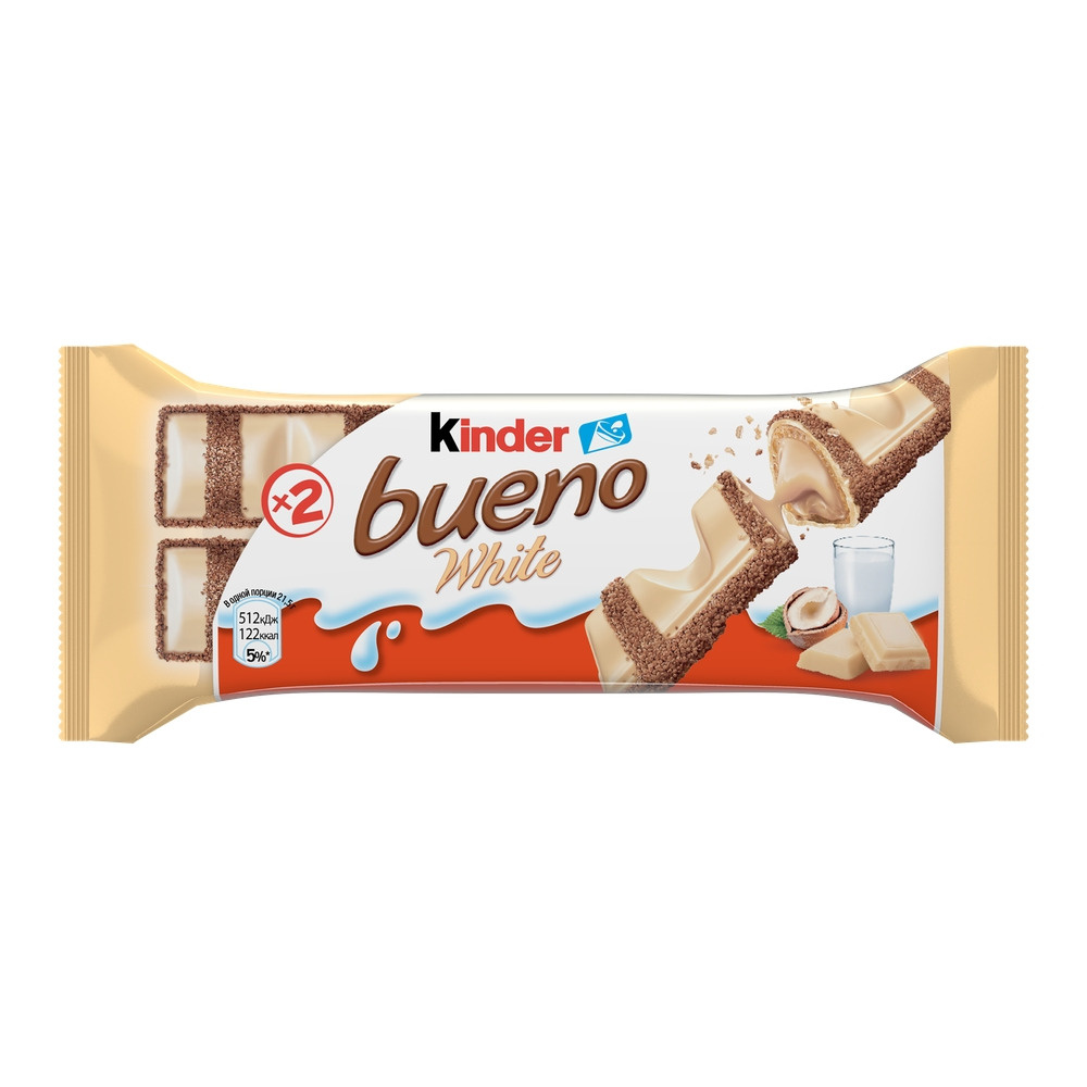 Вафли Kinder Bueno White в молочном шоколаде, комплект: 7 упаковок по 39 г  #1