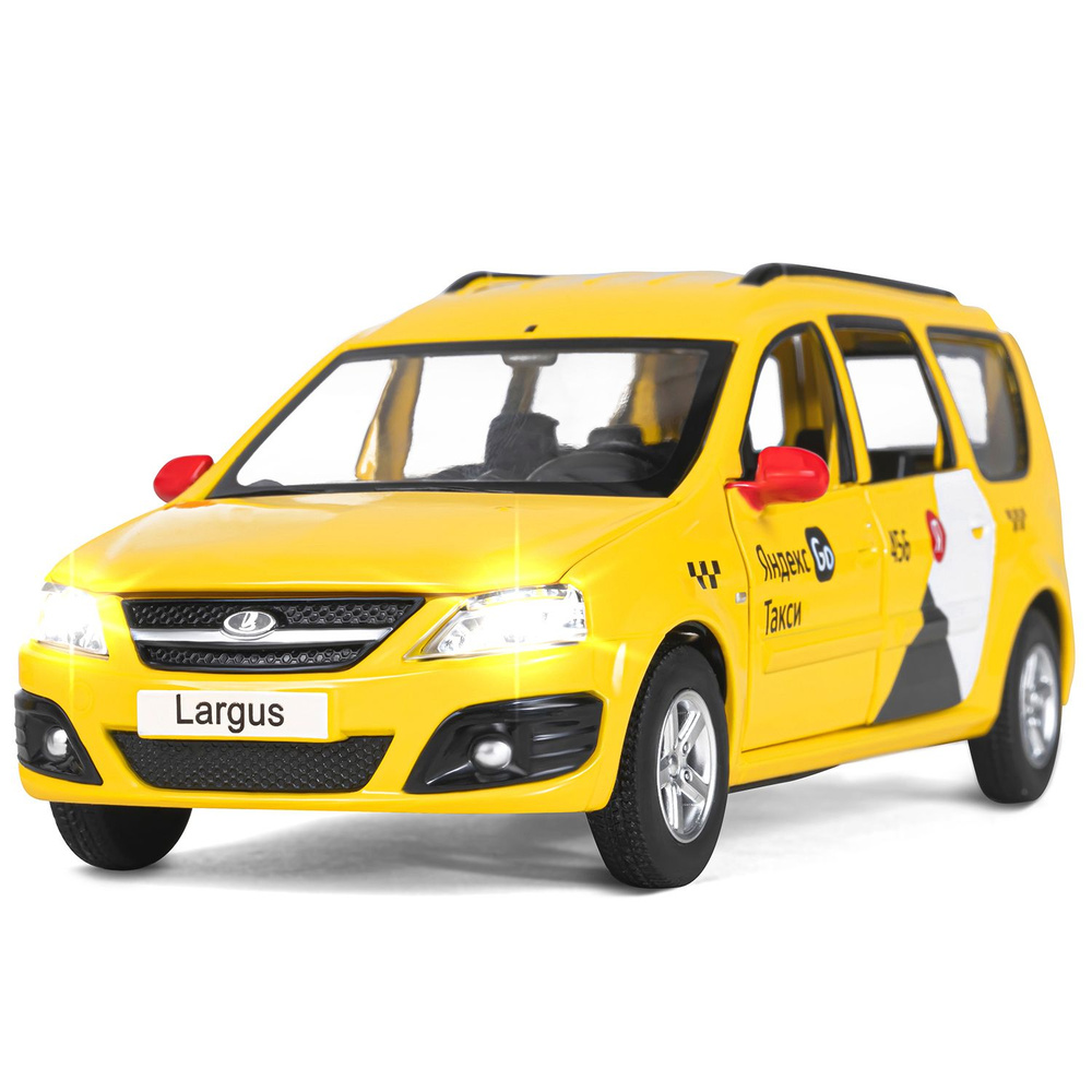 Машинка металлическая Яндекс Go, инерционная, коллекционная модель LADA LARGUS, масштаб 1:24, цвет желтый #1