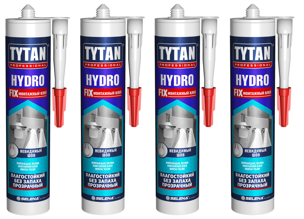 Монтажный Клей Акрилатный Tytan Professional Hydro, Прозрачный 310 мл, 4 шт  #1