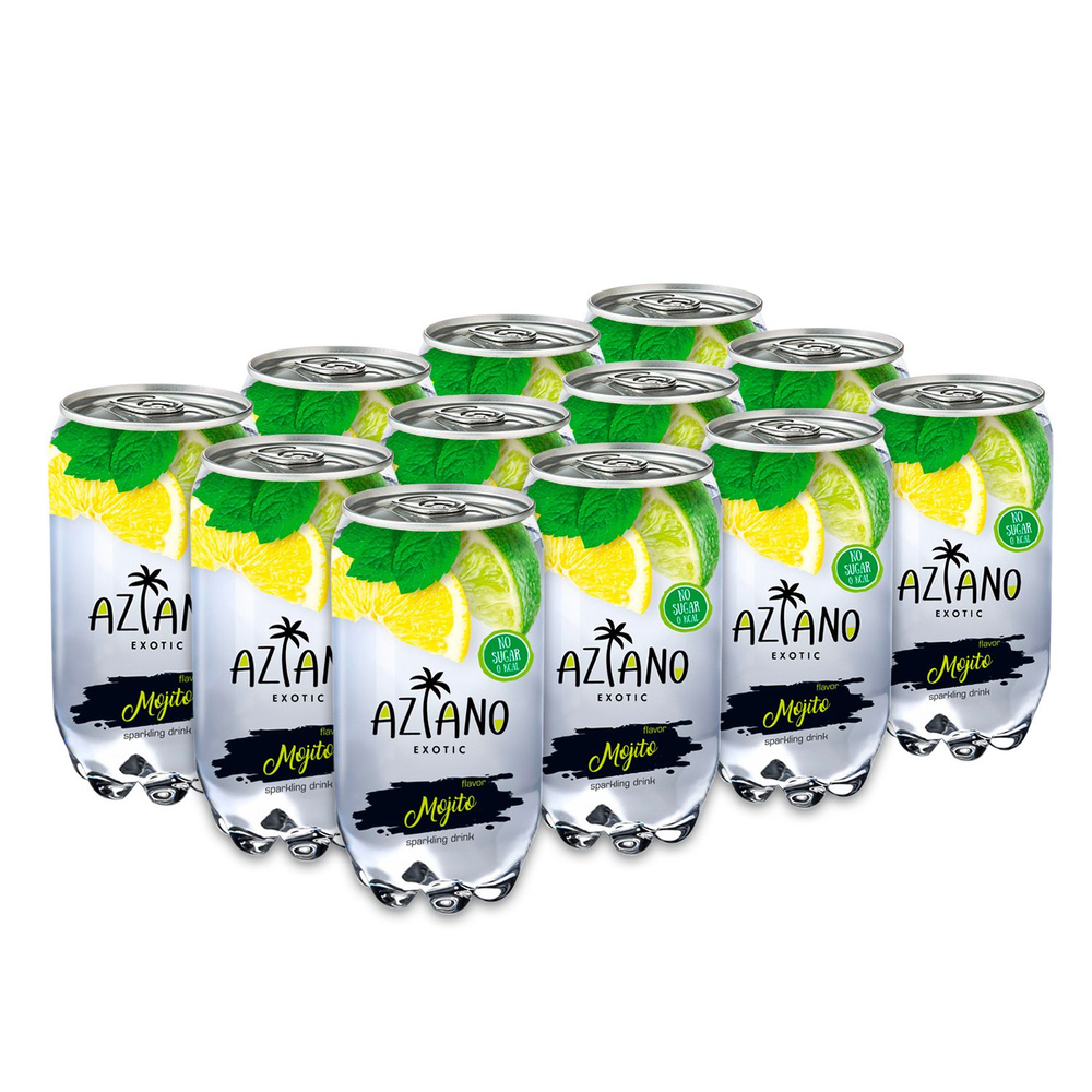 Газированный напиток безалкогольный Aziano Mojito (Азиано Мохито) 0,35л х 12шт  #1
