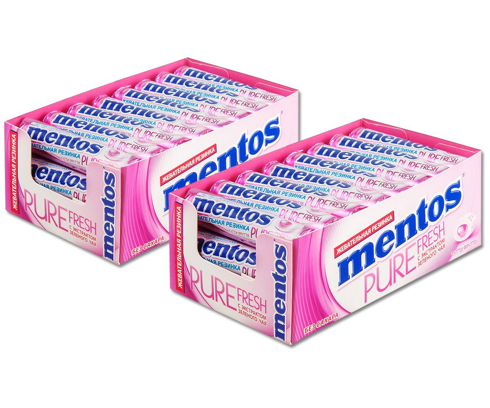 Жевательная резинка Mentos "Pure Fresh" тутти фрутти, без сахара 15.5 г, 48 шт.  #1