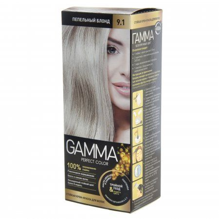 Gamma Крем-краска для волос Стойкая, тон 9.1 пепельный блонд  #1