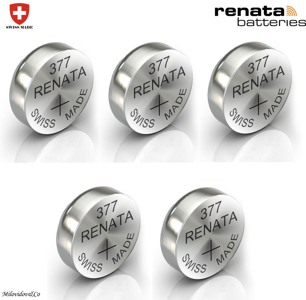 Renata Батарейка 376, 377 (SR66, SR626), Оксид-серебряный тип, 1,55 В, 5 шт  #1