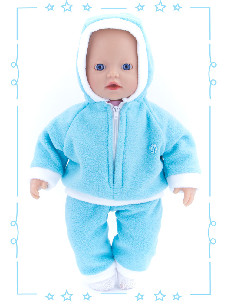 Одежда для кукол Модница Костюм из флиса для пупса Беби Бон (Baby Born) 32-35 см бирюзовый  #1