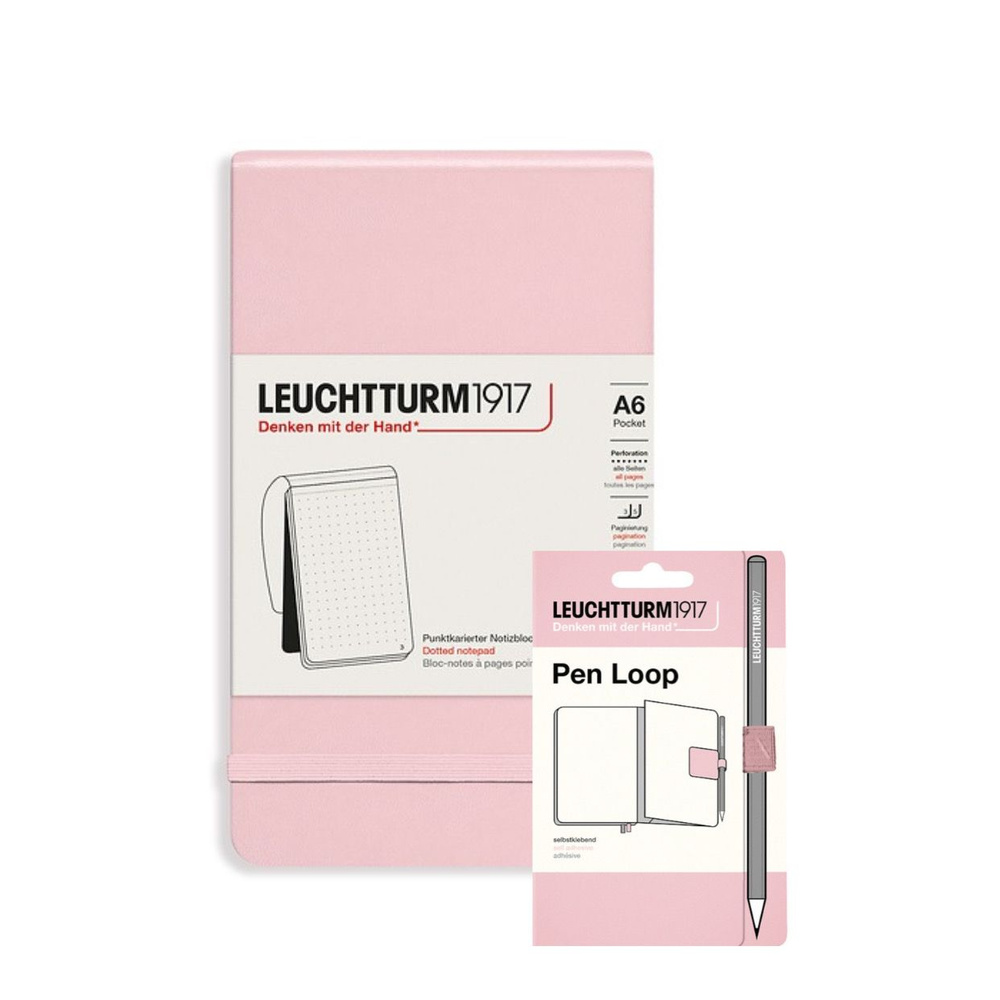 Комплект Leuchtturm1917 пудровый: блокнот Reporter Notepad Pocket, А6, в точку + держатель для ручки #1