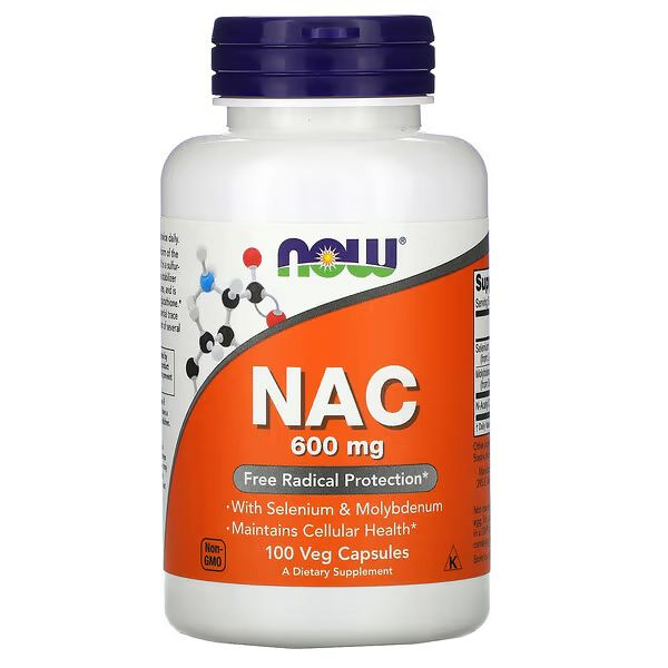 NAC ацетилцистеин, НАК NOW Foods NAC 600 мг 100 растительных капсул  #1