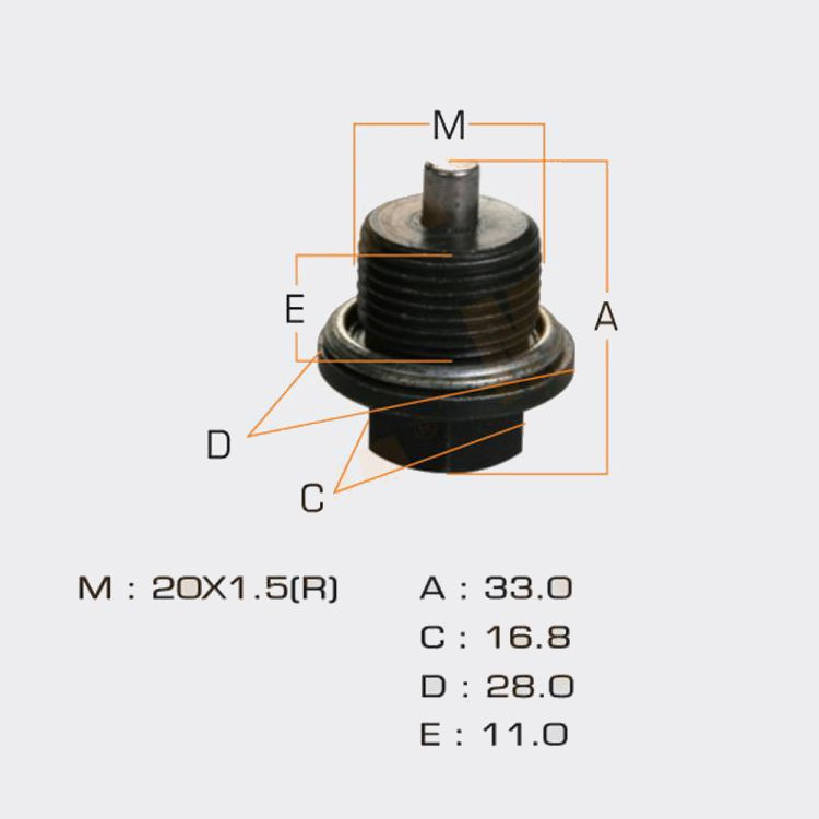 Болт маслосливной с магнитом (с шайбой) Subaru 20х1.5mm #1