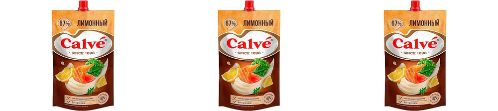 Calve, майонез Лимонный 67%,3 шт по  400 г #1