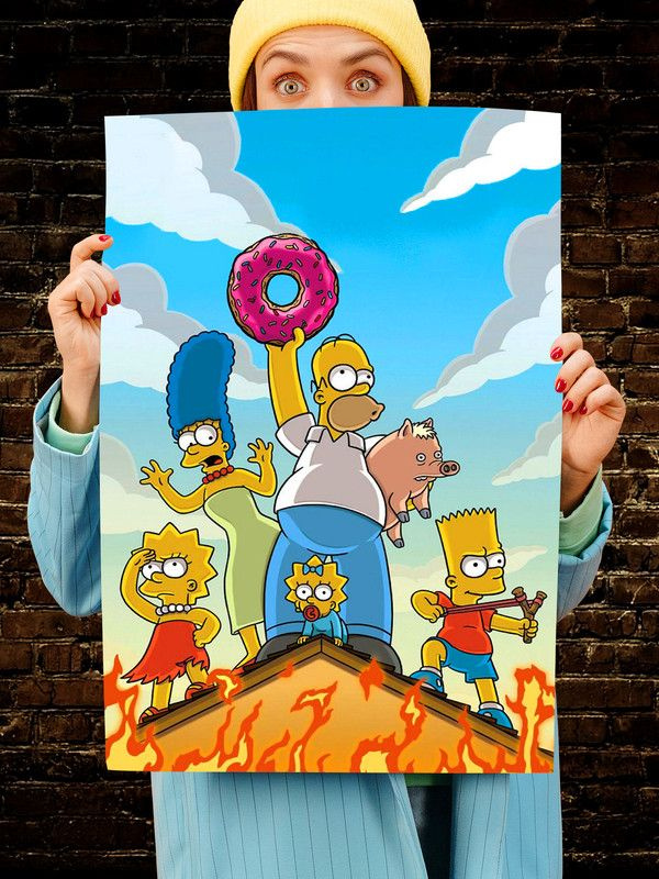 Постер интерьерный Симпсоны 3, 70х46 см. Матовый яркий. The Simpsons  #1