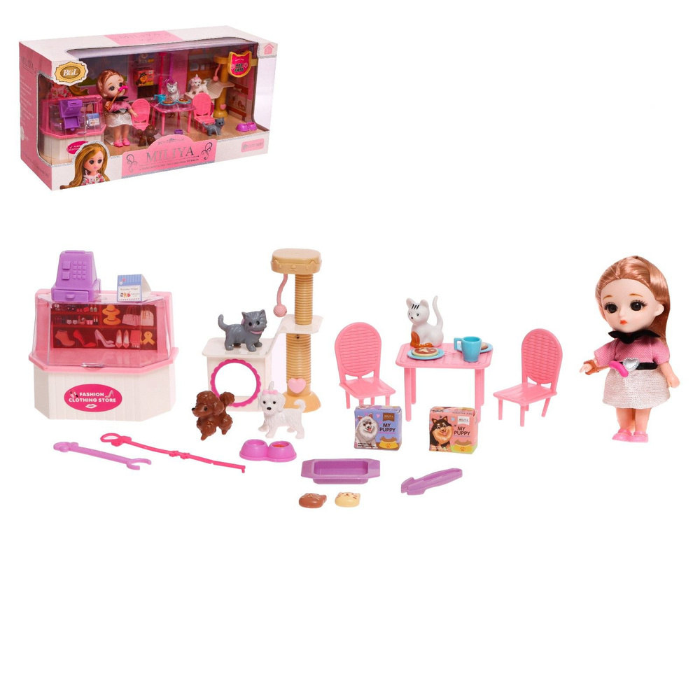 Набор игровой с куклой "Магазин Алисы" с мебелью и аксессуарами, для девочек  #1