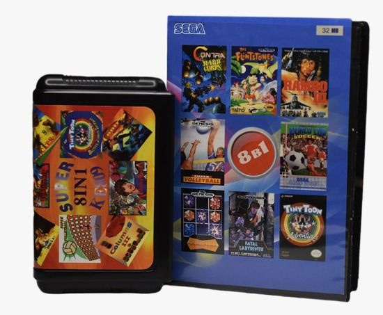 Игровой картридж для SEGA KE-809 8в1 (CONTRA/ THE FLINTSTONES/ RAMBO 3/ VOLLEY BALL/ SOCCER 92/ COLUMNS/ #1