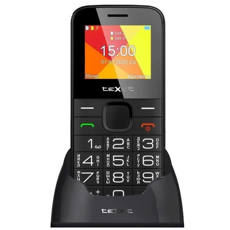 Мобильный телефон teXet TM-B201 / чёрный / большие кнопки / зарядный стакан  #1