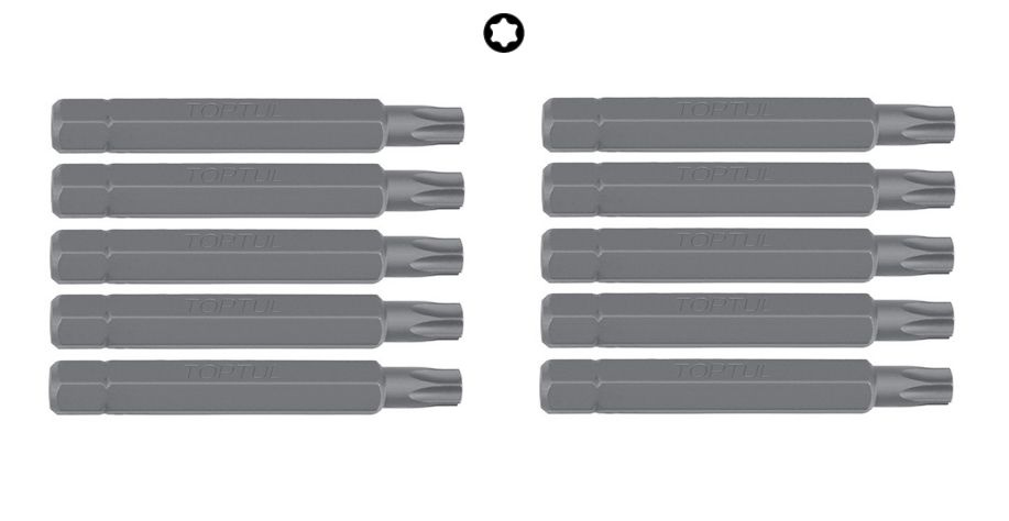 Биты для шуруповерта 10мм L75мм звездочка TORX T45 профессиональные FSEB1245 TOPTUL (10 штук)  #1