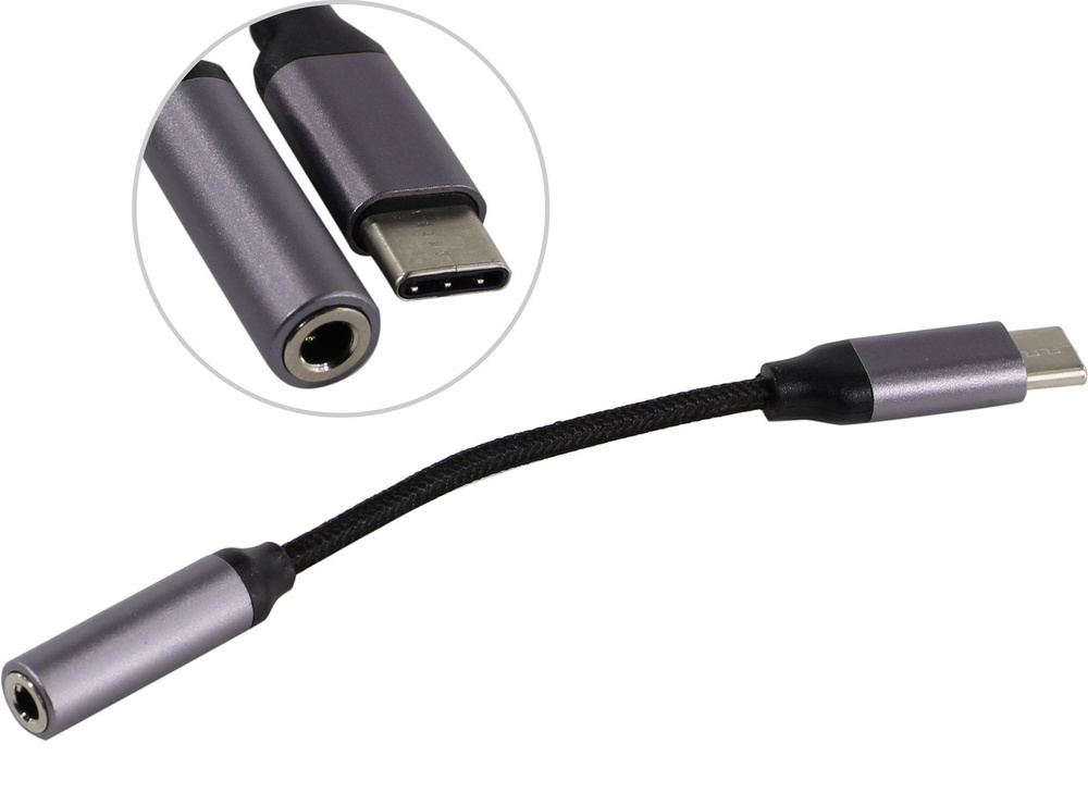 Кабель адаптер USB-C в AUX 3,5 мм с ЦАП (DAC чип), 12 см, KS-is #1