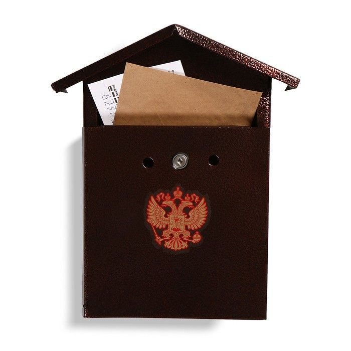 Ящик почтовый с замком, вертикальный, Домик-Элит , коричневый  #1