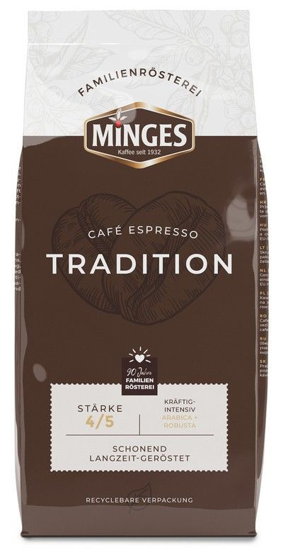 Кофе натуральный жареный в зернах Minges Espresso Tradition (60% арабика, 40% робуста), 1000 г. (Германия) #1