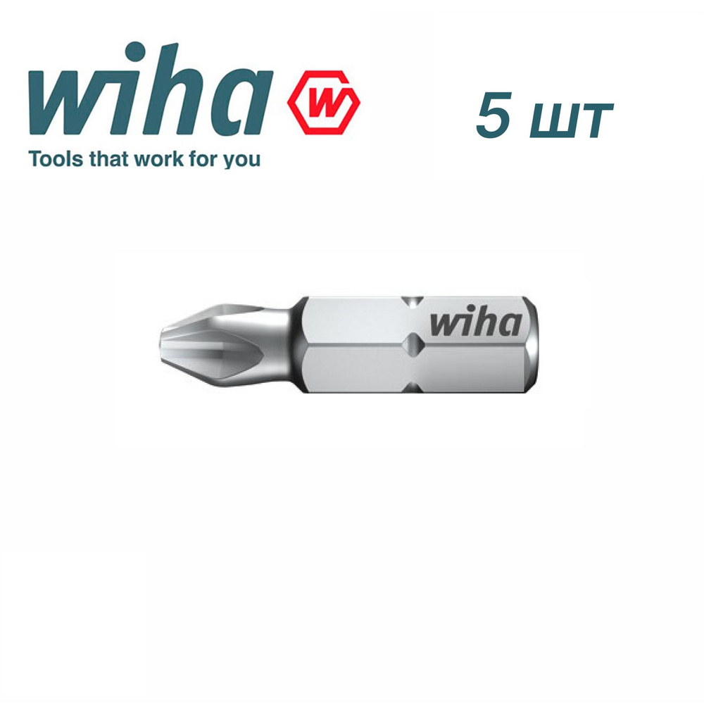 Бита PH2х 25мм Standard Wiha 7011Z 01658 упаковка 5шт #1