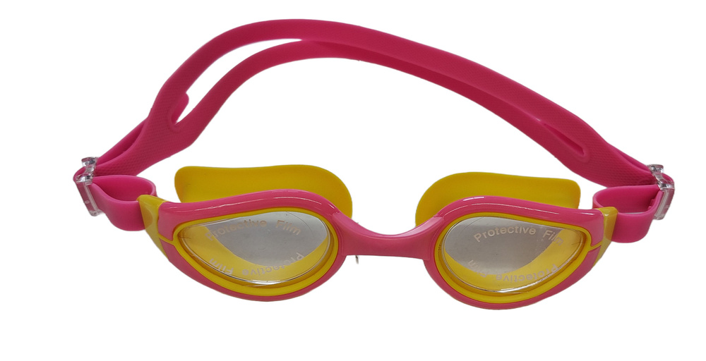 Очки для плавания силиконовые SWELL Junior COMFORT - детские юниорские розовые с жёлтым Уцененный товар #1