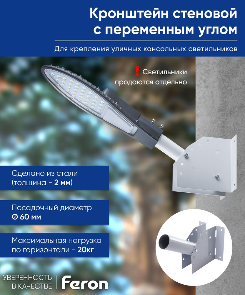 Кронштейн для уличных (консольных) светильников, посадочный диаметр 60мм, серый, ДС-1 41429  #1