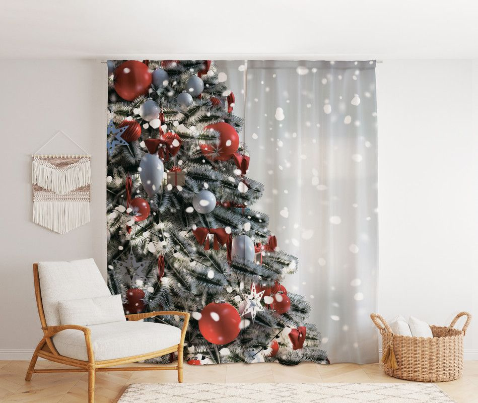 Фотошторы "Новогодняя елка 2" 1,45х2,6м, комплект 2шт, шторы для спальни, гостиной, кухни, в подарок #1