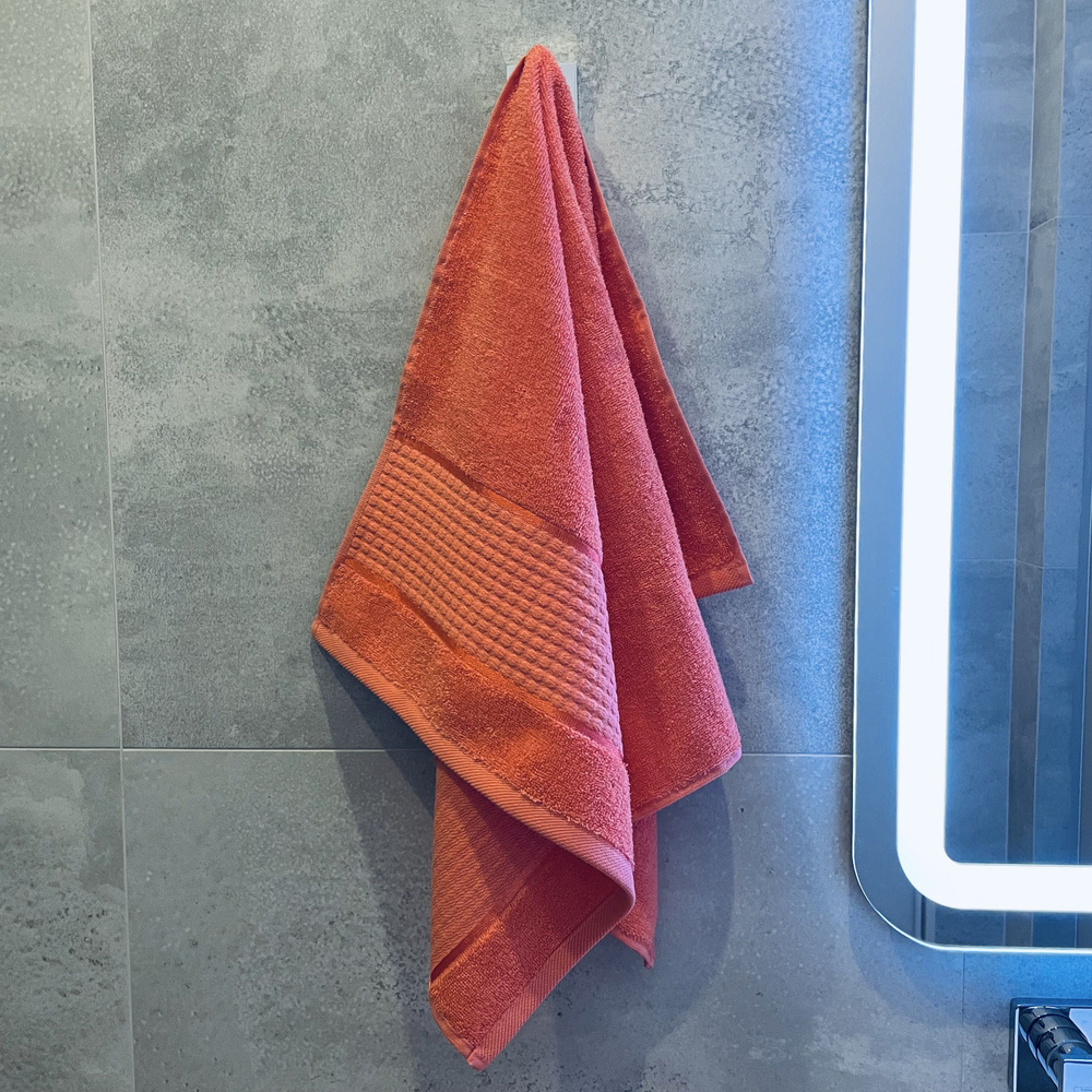 Он и Она Полотенце для ванной, Махровая ткань, Хлопок, 70x130 см, оранжевый, 1 шт.  #1